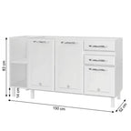 Balcão de Cozinha para Pia em Aço 2 Portas 2 Gavetas com Nichos 150cm Star New Telasul Branco