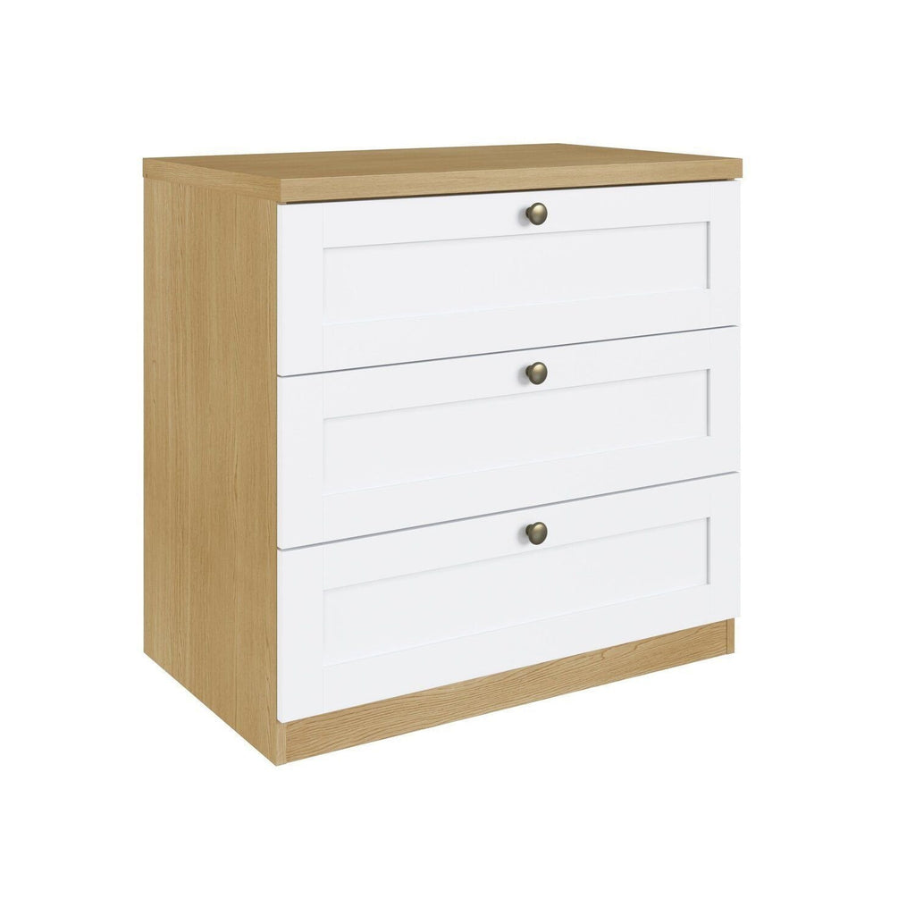 Quarto Infantil Completo 2 Guarda-Roupas e Cômoda 3 Gavetas Modelo Americano Infinity Genialflex Branco/Savana