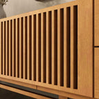 Rack Sala 220 cm TV até 85 Polegadas Madeira Maciça 2 Portas Ripadas Freijó Adamo IDIMEX