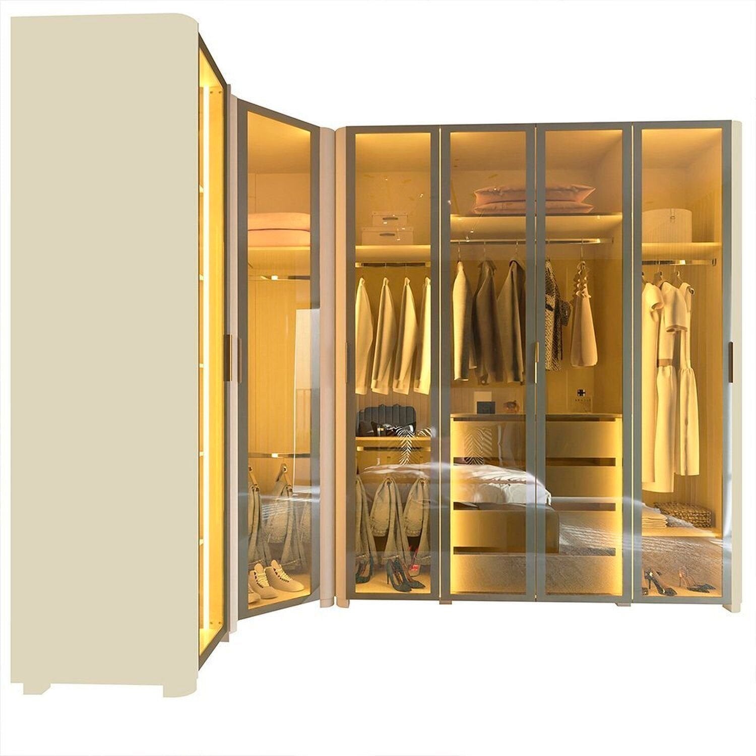 Guarda-Roupa Modulado Reflecta Innova 260cm x 240cm Mod 002 100% MDF Gelius Móveis Off White