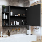 Espelheira Suspensa para Banheiro Iris J2L com Porta Espelhada e Nichos 60cm Preto