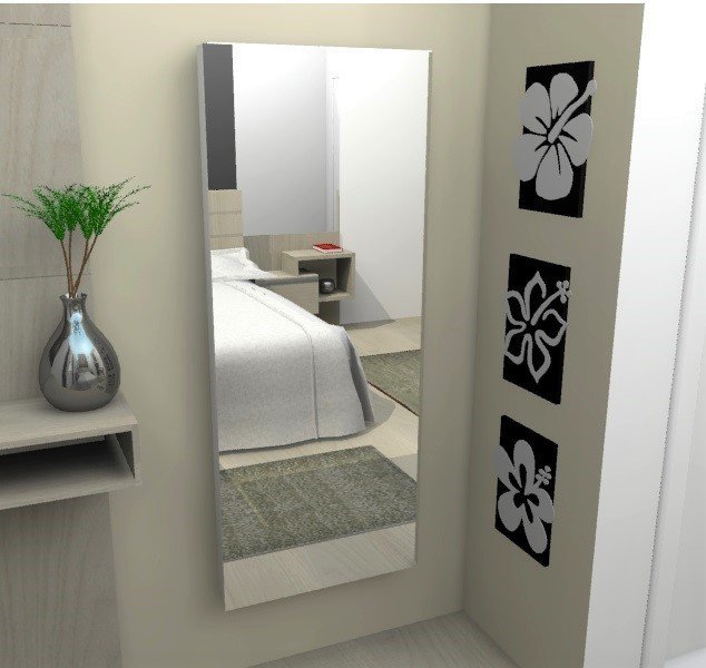 Espelheira Suspensa para Banheiro Marcenaria BrasilWeb com Porta Espelhada 60cm Branco