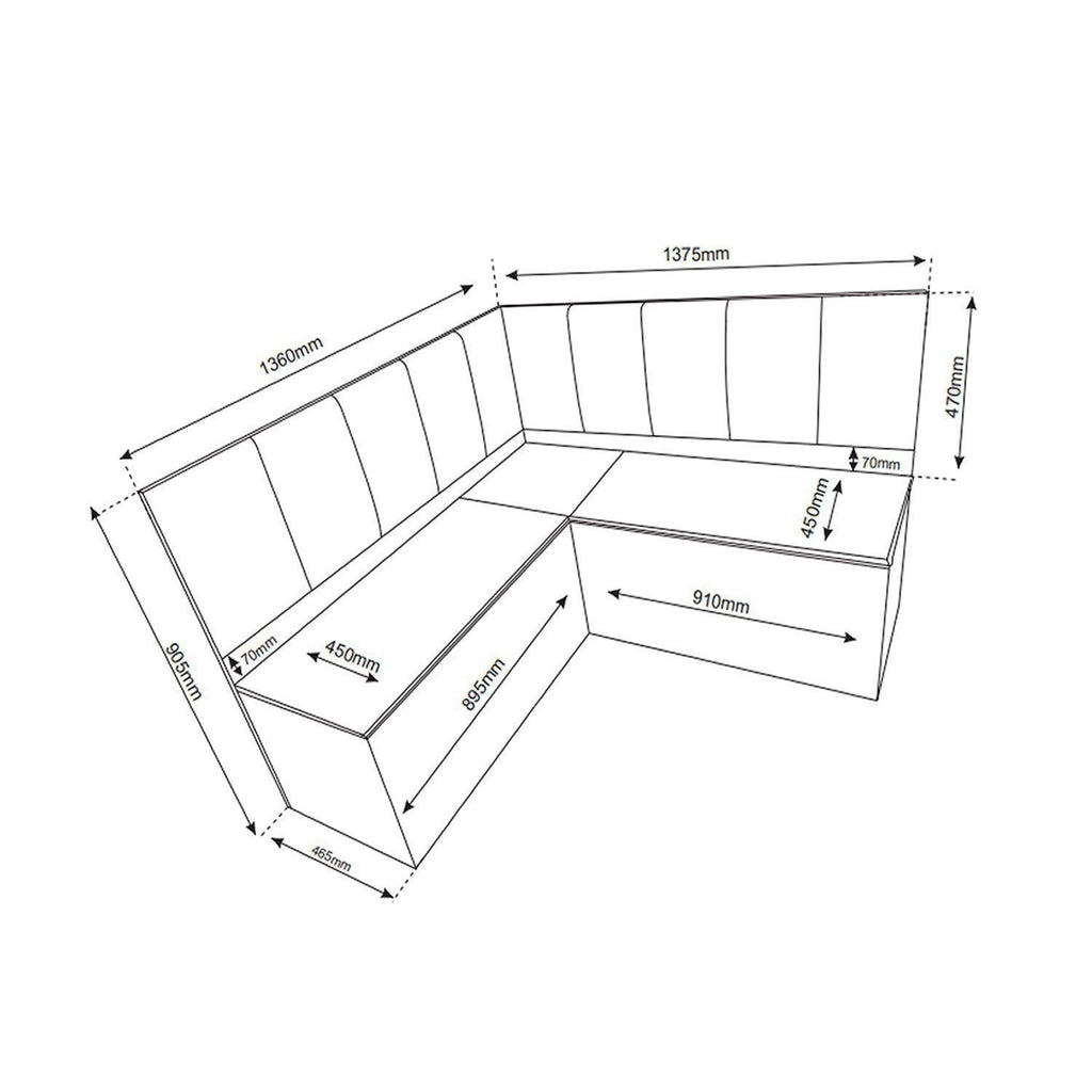 Conjunto Canto Alemão Baú América com Mesa Retangular 1,20x80 e 2 Cadeiras Dalas Yescasa