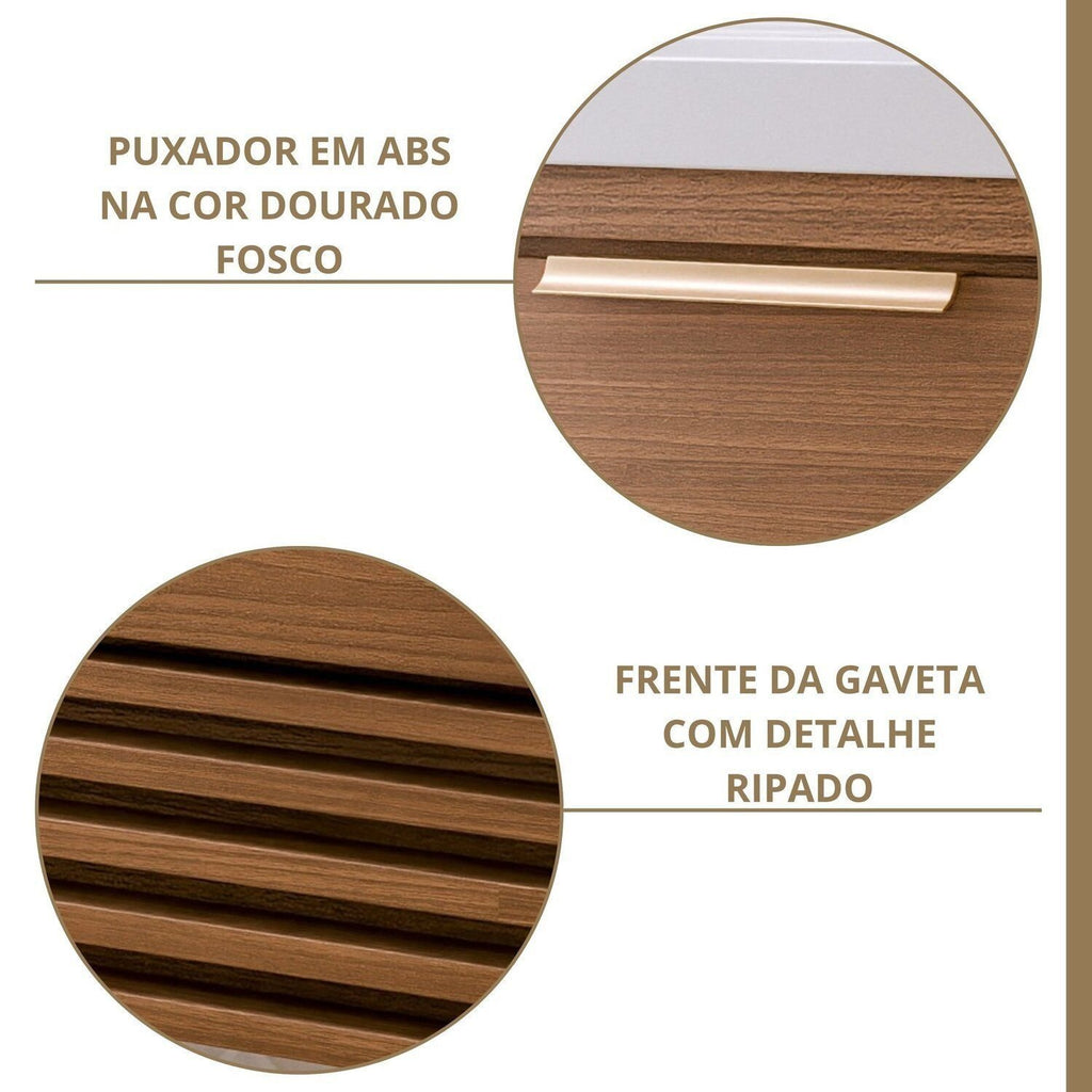 Gabinete para Banheiro Suspenso MGM Móveis Paraty 80cm 1 Porta 1 Gaveta Cuba Freijó