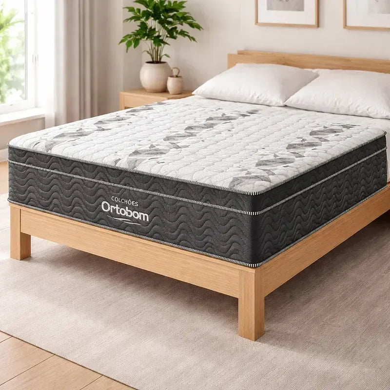 Colchão Casal Espuma D33 Ortobom Airtech Ortopillow 100 Cinza 138x188x28cm