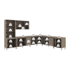 Armário de Cozinha Modulada Completa Fidelitá Paris 7 Peças 600cm 16 Portas 6 Gavetas com Tampo