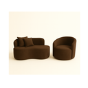 Conjunto Sala de Estar Gaia 1 Poltrona Sofá Curvo Orgânico Suede Azul Marinho MD Montanaris Decor
