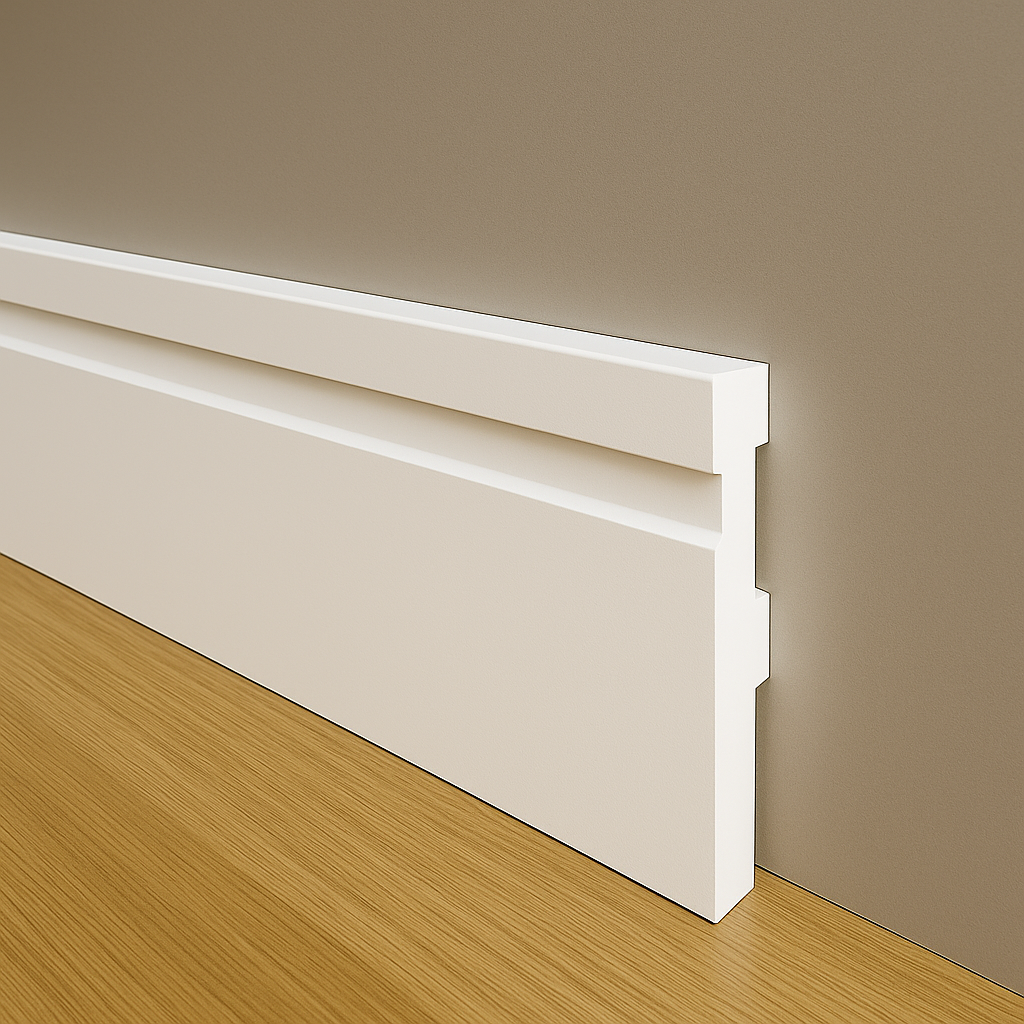 Rodapé Poliestireno 10cm Frisado Branco 2m RM Decor