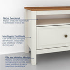 Conjunto Sala de Estar 2 Peças com Rack 2,10 e Armário 2 Portas Ananda CabeCasa MadeiraOriginals Branco Off White/Mel