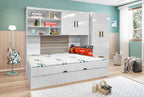 Quarto Infantil Chiara 4 Peças Roupeiro 2 Portas Módulo Aéreo Cama com Auxiliar Branco Phoenix Baby