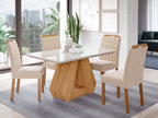 Conjunto Sala de Jantar Mesa Retangular Tampo Vidro/MDF Agata com 4 Cadeiras Paola Marrom Cimol