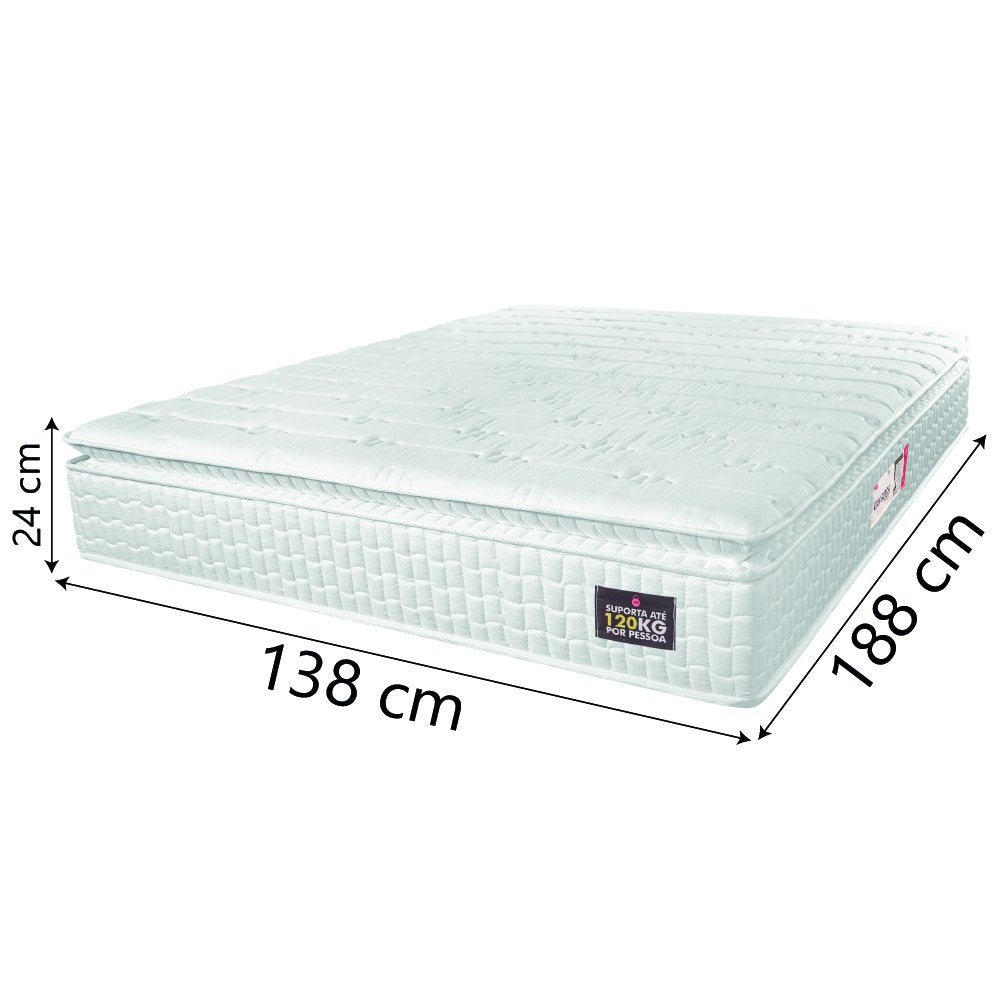 Colchão Casal Espuma D33 Pillow Top Van Gogh Hellen Branco 138x188x24cm