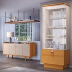 Conjunto Decorativo Cristaleira e Buffet Aparador Peggy/Albâni Off White/Cinamomo G26 Gran Belo