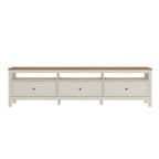 Conjunto Sala de Estar 3 Peças Rack, Cristaleira e Armário Madeira Maciça Ananda CabeCasa Off White/Mel