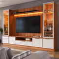 Estante Home Noble 270cm para TV Até 75 Polegadas com 2 Cristaleiras, Portas Reflecta e LED