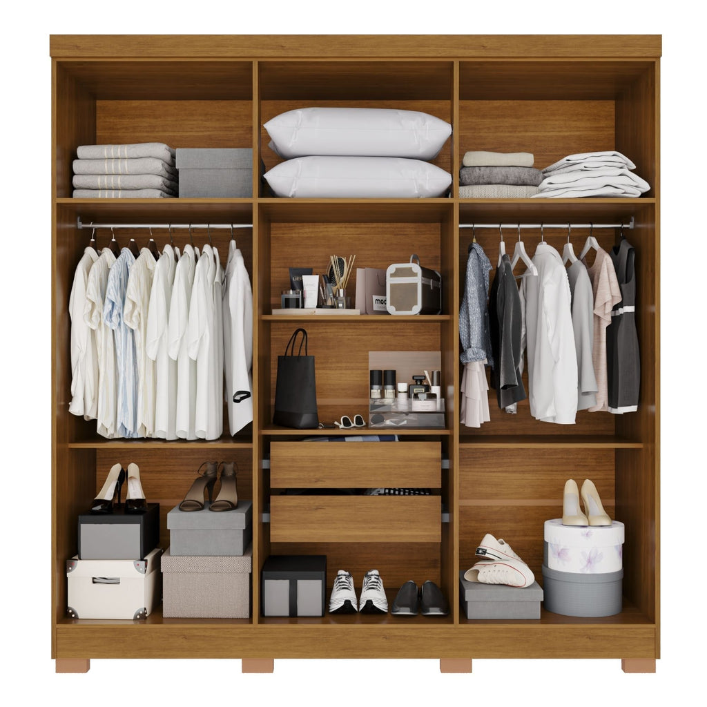 Guarda-Roupa Casal 6 Portas 2 Gavetas França Espresso Móveis MDP Off White/Cinamomo