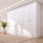 Guarda-Roupa Casal 6 Portas 4 Gavetas Nova York Espresso Móveis Branco