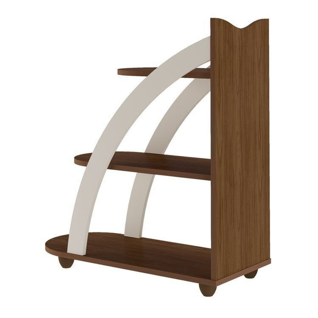 Kit Sala de Estar Rack Mesa Centro e Apoio Mundi Andes Espresso Móveis Cedro/Off White