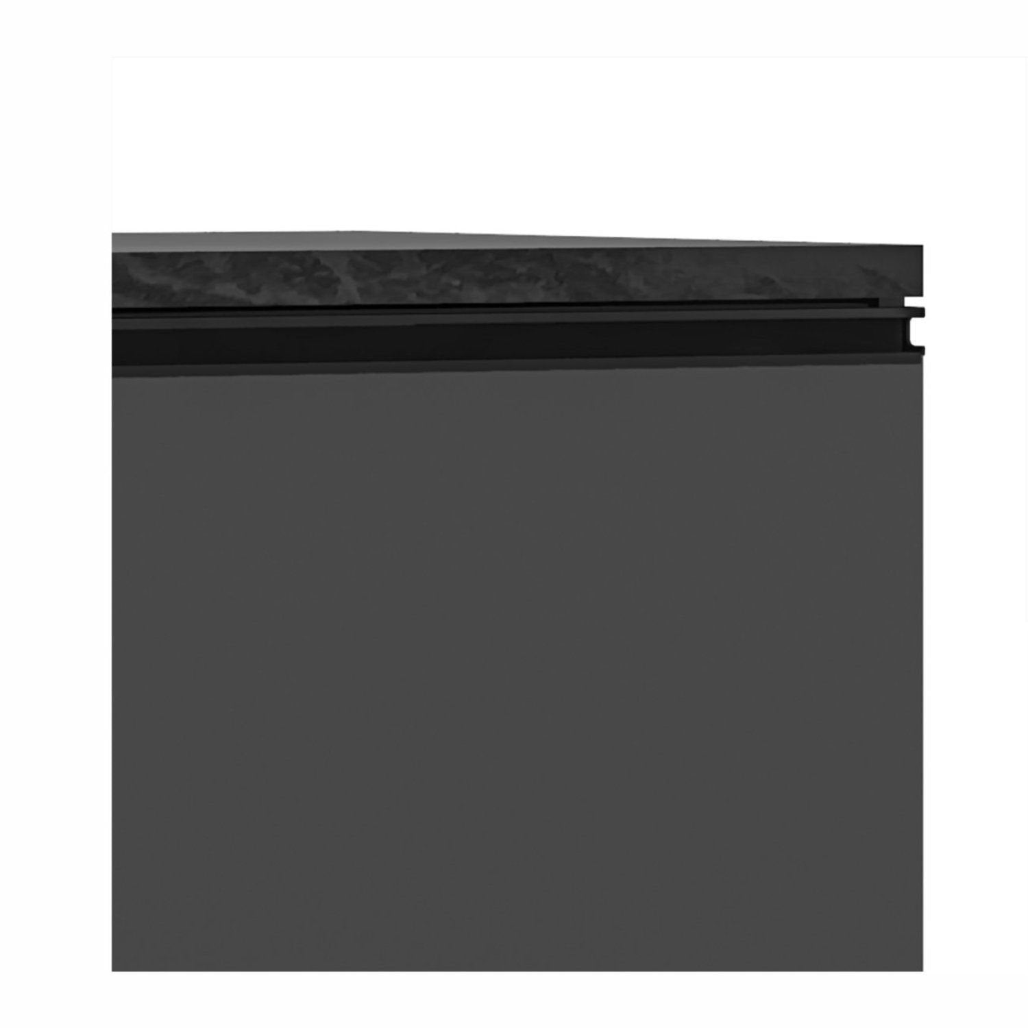 Cozinha Modulada Completa 7 Peças 7 Portas 4 Gavetas com Nicho para Micro-Ondas e Balcão com Tampo Etna Poliman Móveis Grafite Cinza