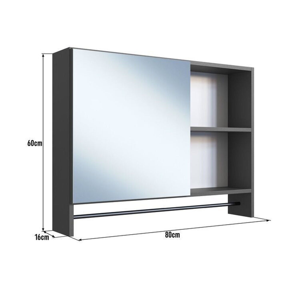 Conjunto para Banheiro Gabinete Suspenso com Cuba e Espelheira Prodecor CJ8050.20 60cm Preto/Mel/Grafite