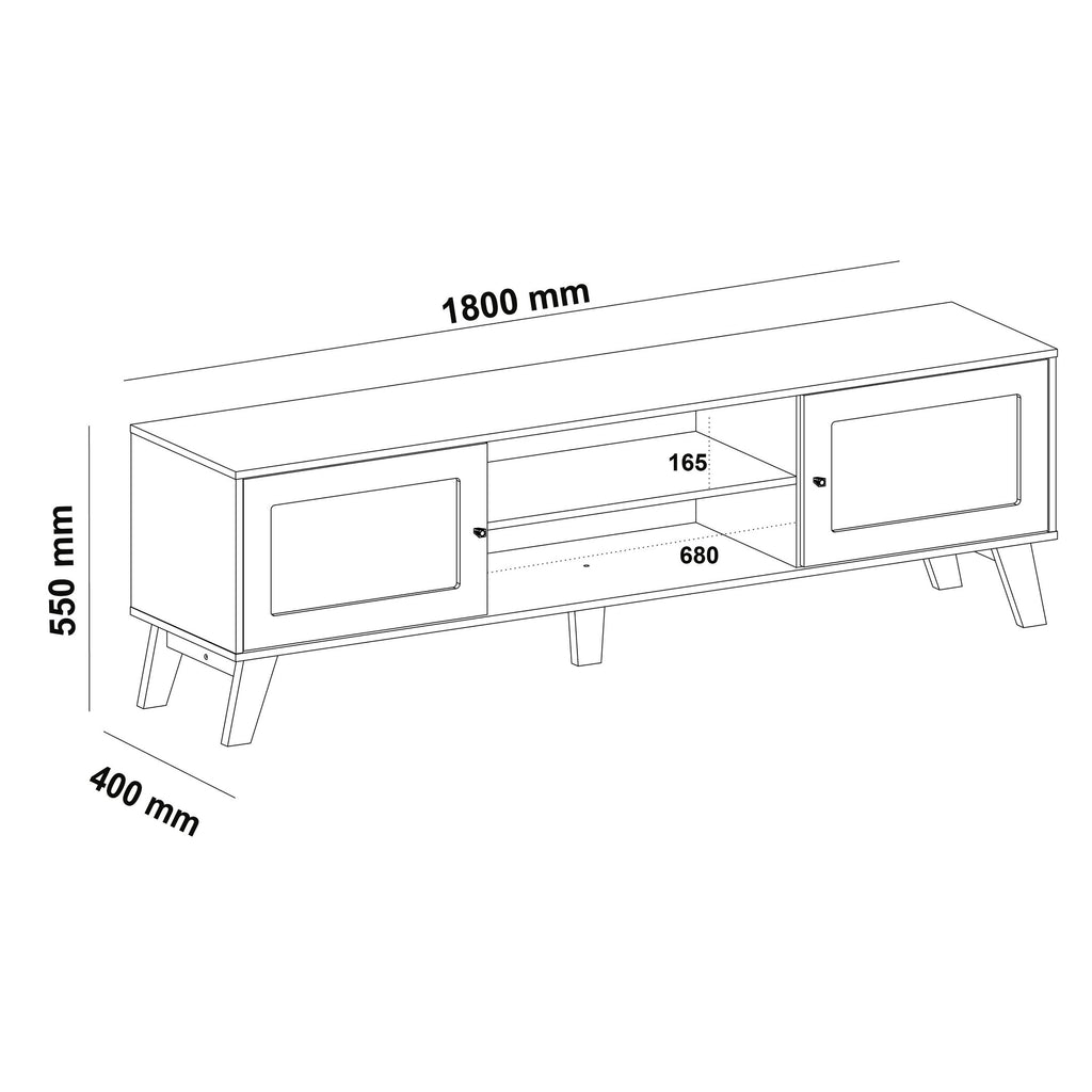 Conjunto Sala de Estar Charlotte Rack Buffet e Mesa de Apoio Artely Móveis Carvalho/Menta