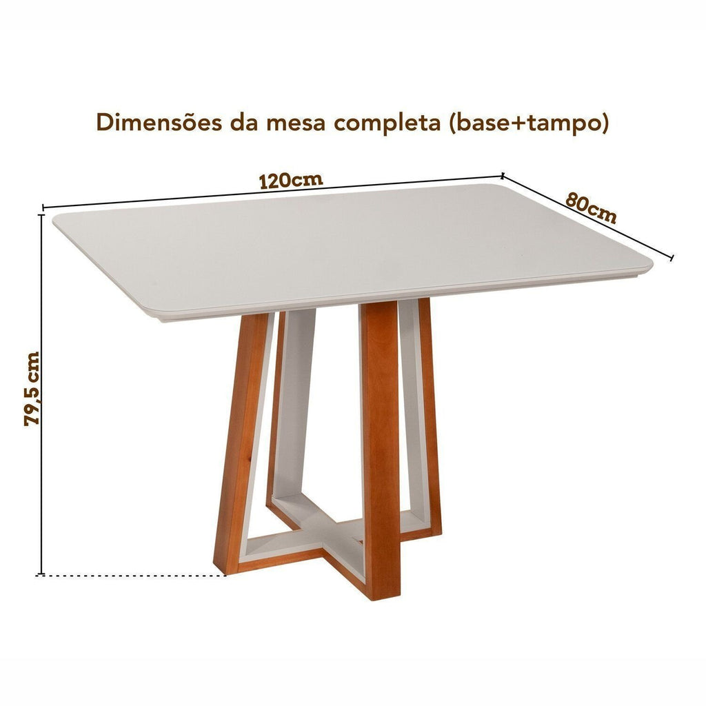 Conjunto Sala de Jantar Mesa Viena Tampo Vidro/MDF com 4 Cadeiras Ímola Authentic Espresso Móveis Champagnhe/Off White