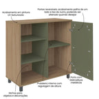 Conjunto Sala Charlotte Rack 4534 e Buffet 4535 Artely Carvalho/Menta
