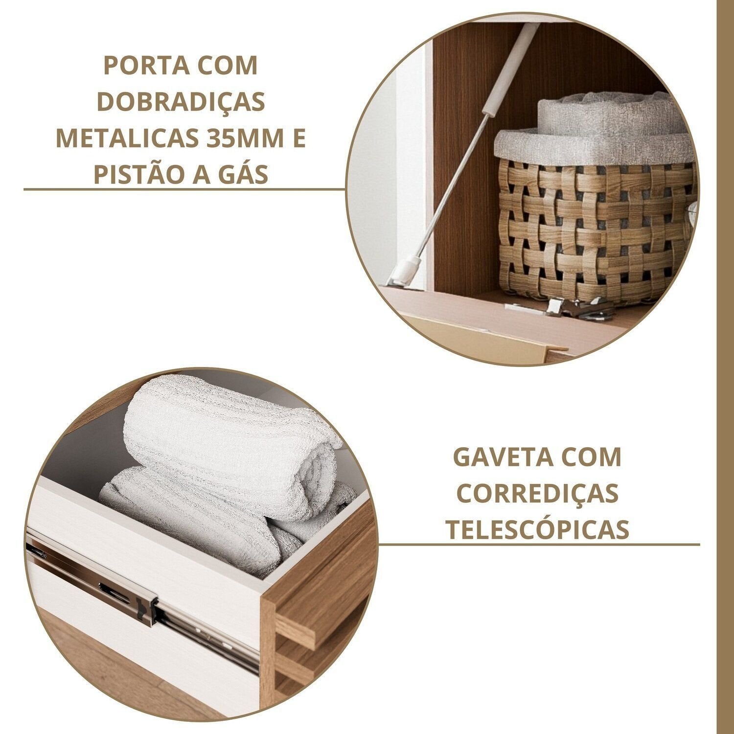Gabinete para Banheiro Suspenso MGM Móveis Paraty 80cm 1 Porta 1 Gaveta Cuba Freijó