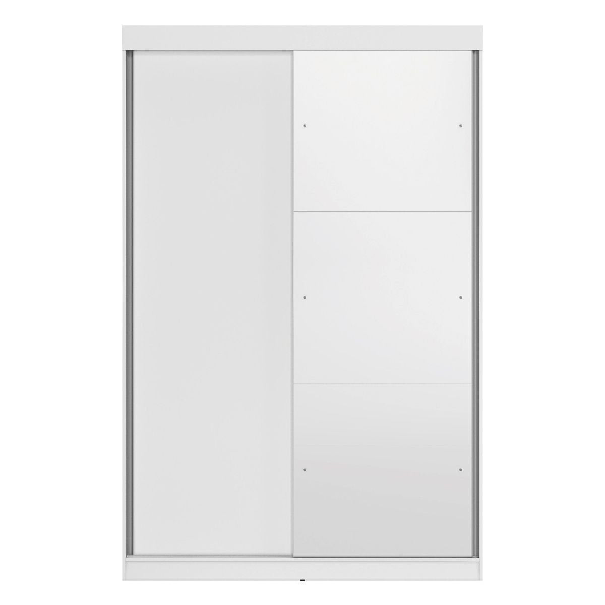Guarda-Roupa Solteiro 2 Portas de Correr 2 Gavetas com Espelho Peônia Yescasa Branco