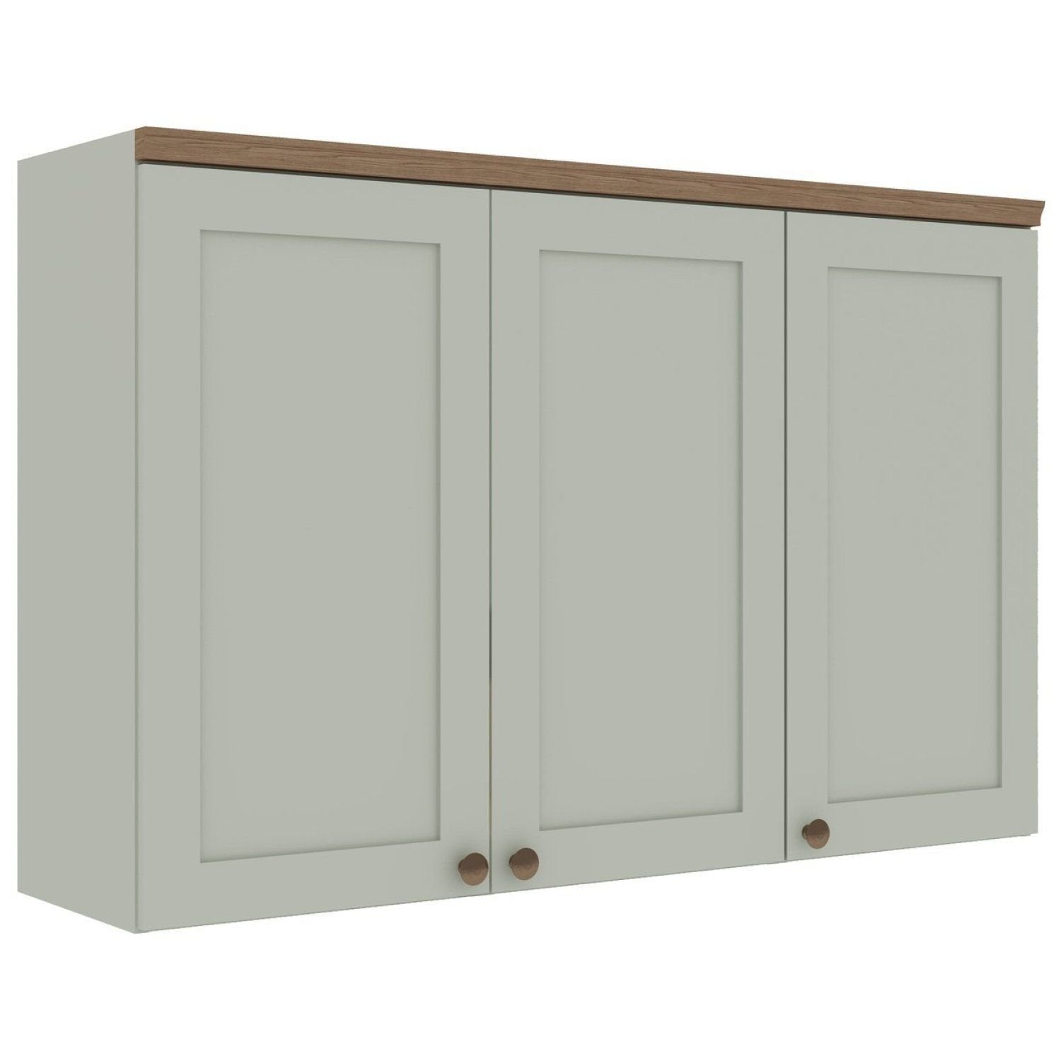 Armário Aéreo para Cozinha 3 Portas Provençal 120cm Genialflex Verde/Mint