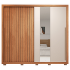 Guarda-Roupa Casal 2 Portas de Correr Ripado com Espelho Suburban Espresso Móveis MDP/MDF Freijó/Off White