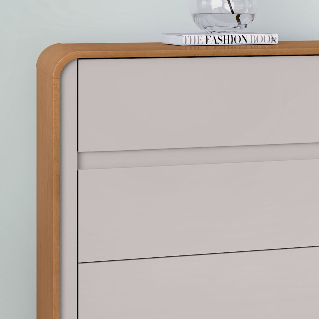 Cômoda para Quarto 8 Gavetas Puxador Embutido Loop 152cm Bege Amêndoa Clean/Off White