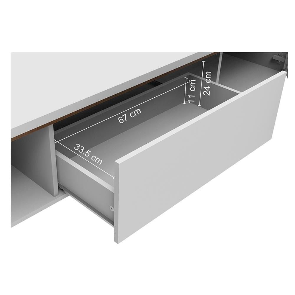 Rack para TV até 75 Polegadas Madesa Brest 2 Portas 1 Gaveta Branco