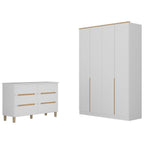Quarto Infantil Completo Guarda-Roupa e Cômoda Sky Yescasa Branco/Olmo Italiano