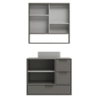 Conjunto para Banheiro Gabinete Suspenso com Cuba e Espelheira Prime 801 Yescasa 80cm Cinza/Cimento
