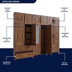 Guarda-Roupa Casal 12 Portas 4 Gavetas Rio Branco Premium Yescasa 100% Pinus/HDF Marrom/Ypê