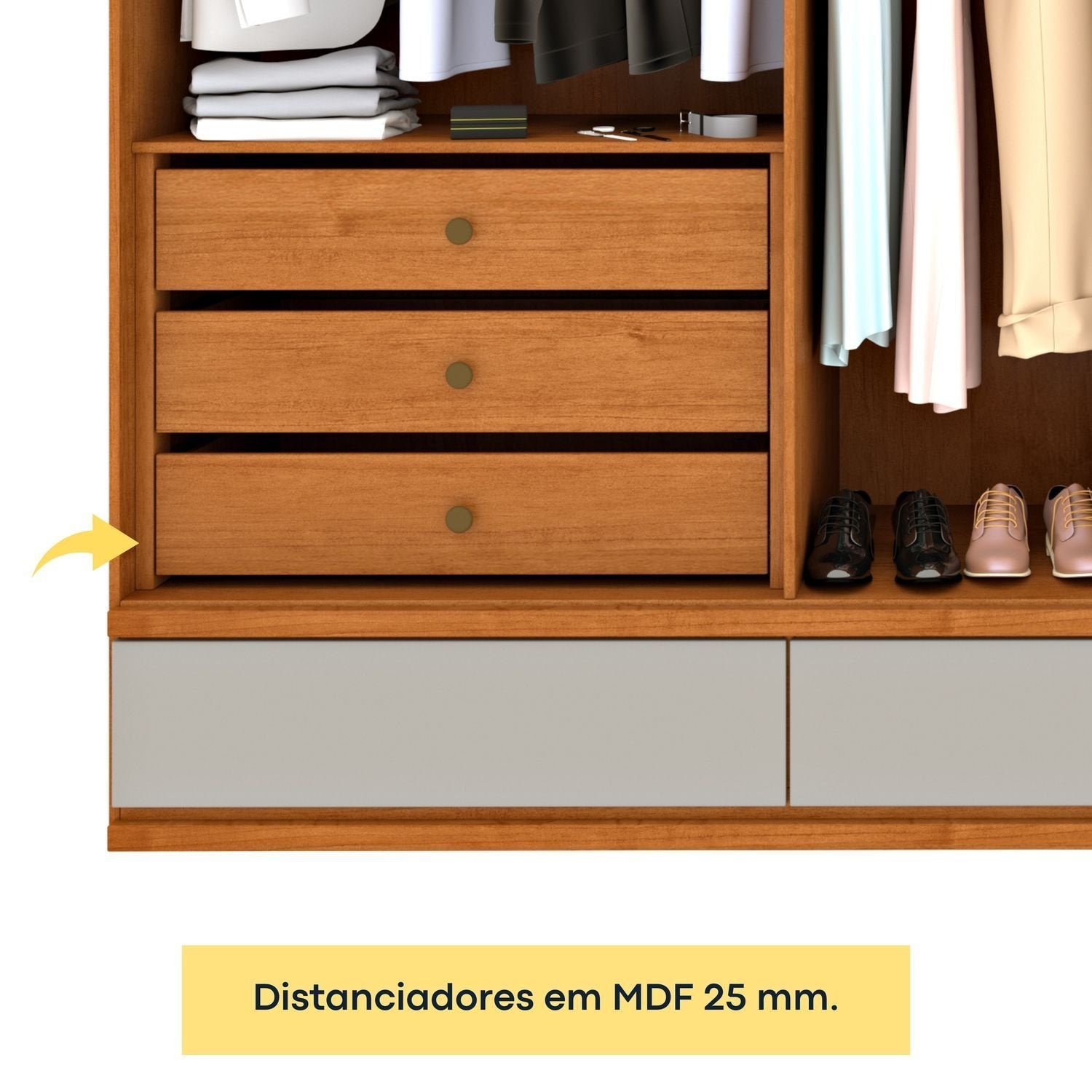 Guarda-Roupa Casal 6 Portas 9 Gavetas 270cm Tóquio Yescasa 100% MDF Bege/Cinamomo/Off White