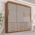 Guarda-Roupa Casal 3 Portas 9 Gavetas Luana Sallêto Móveis MDF/MDP Off White/Cinamomo