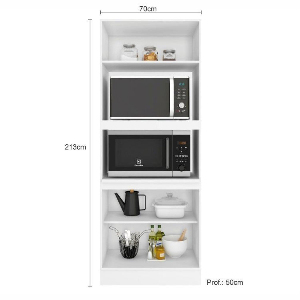 Cozinha Completa Modulada Unna Yescasa 6 Peças 15 Portas 2 Gavetas Paneleiro Nicho Branco