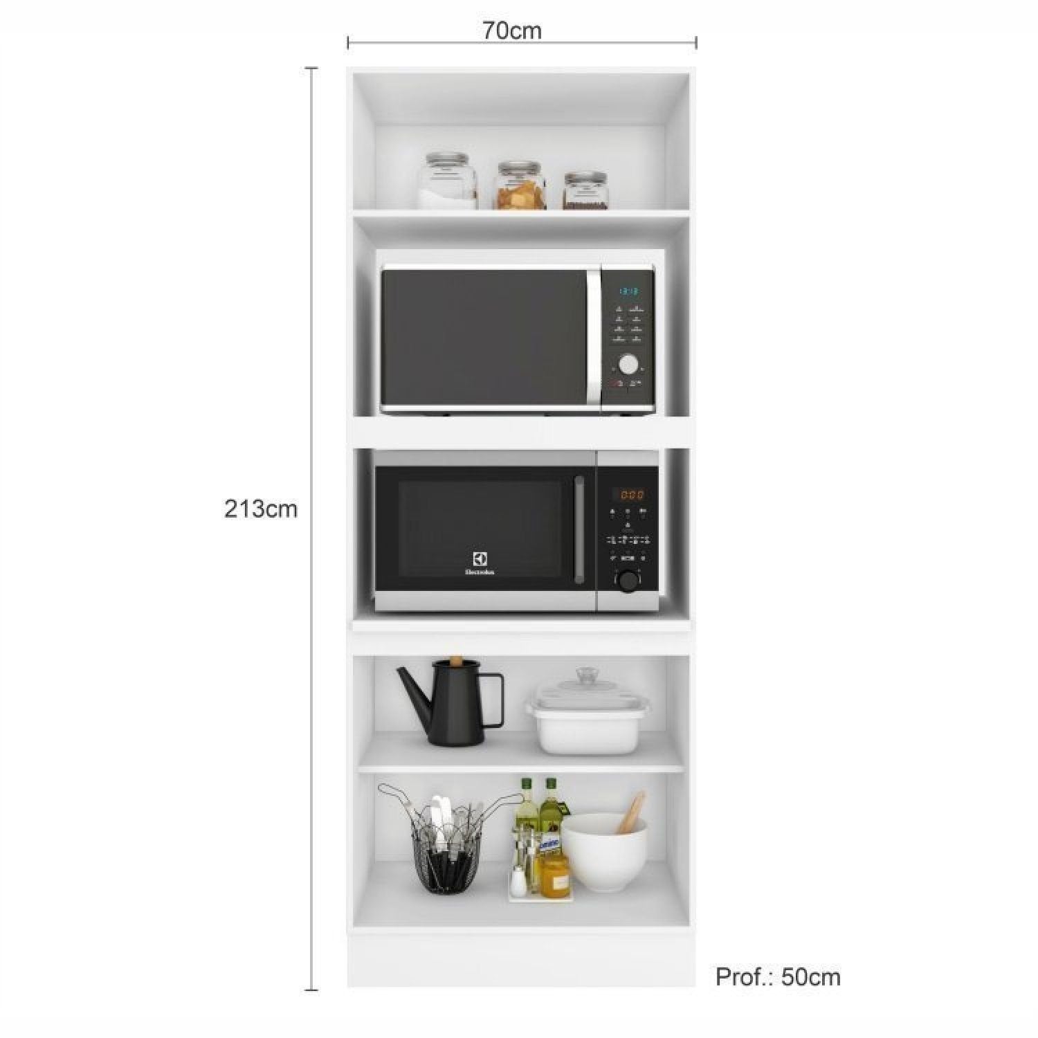 Cozinha Completa Modulada Unna Yescasa 6 Peças 15 Portas 2 Gavetas Paneleiro Nicho Branco