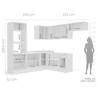 Cozinha Completa Modulada 8 Peças com Rodapé Pérola Yescasa Cinza/Branco