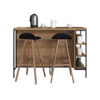 Mesa Bancada Gourmet Estilo Industrial 131cm com Armário 2 Portas Placa e Ponto Marrom/Preto/Mel/Grafite