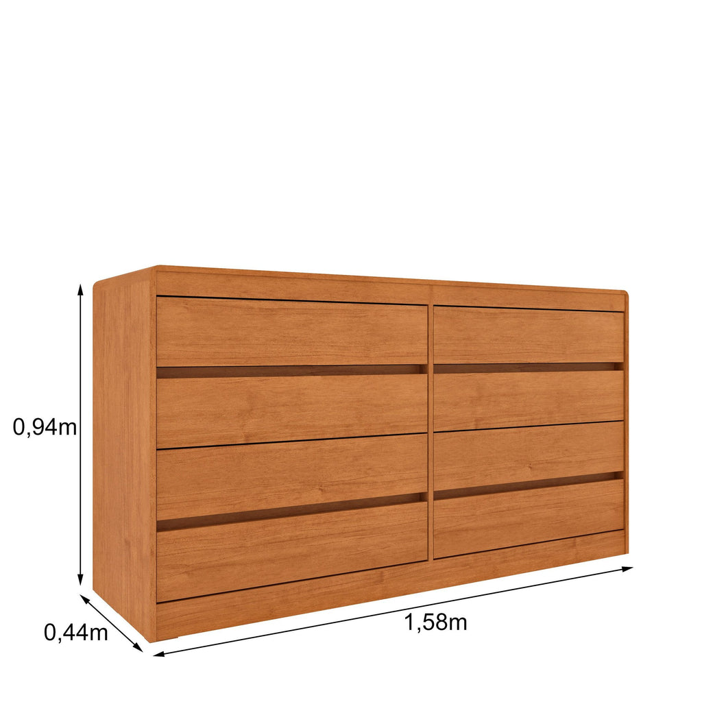 Cômoda 8 Gavetas Orgânica Luna 100% MDF 158cm Yescasa Marrom/Cinamomo