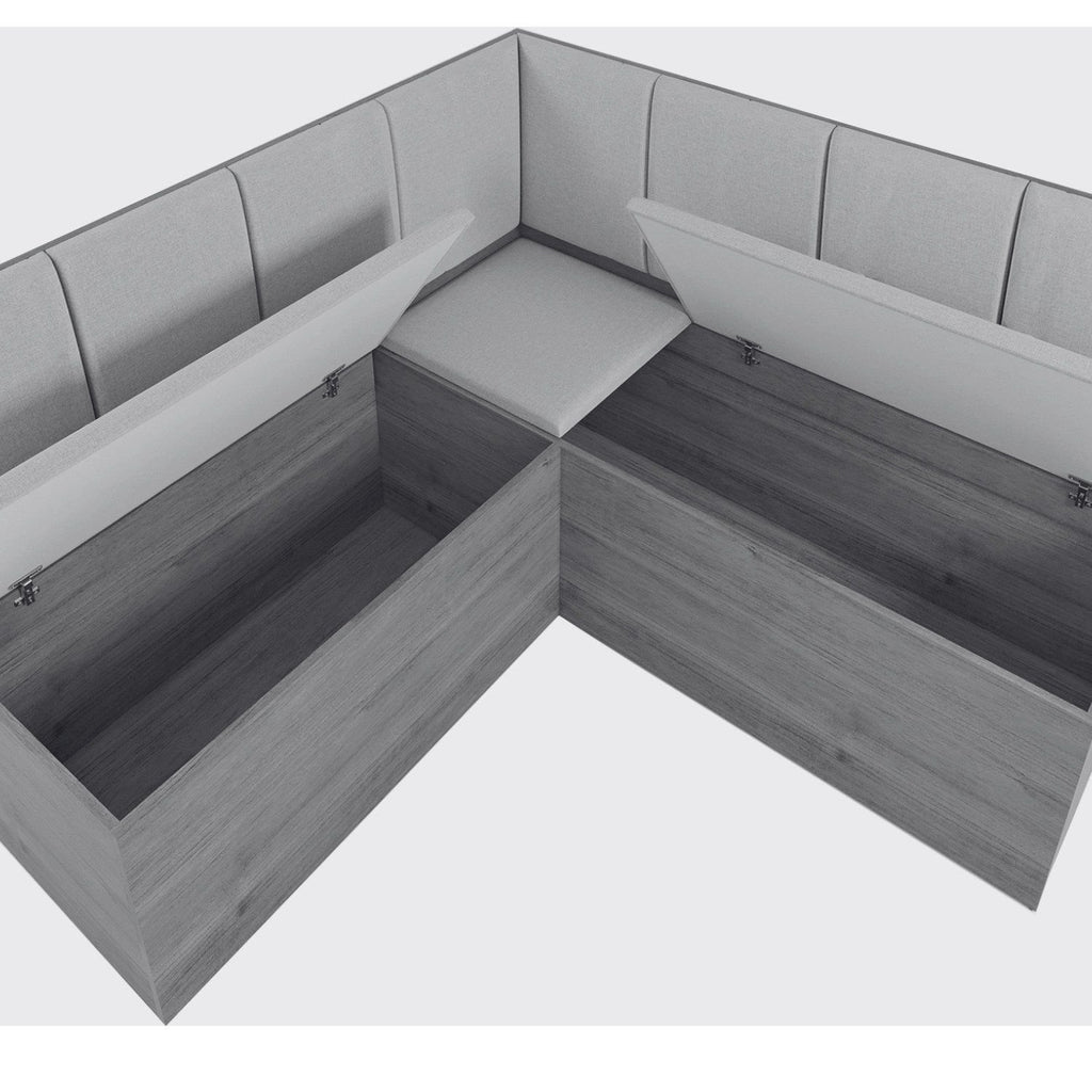 Conjunto Canto Alemão Baú com Mesa Retangular 120x80cm Tampo Vidro e 2 Cadeiras Yescasa
