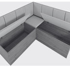 Conjunto Canto Alemão Baú com Mesa Retangular 120x80cm Tampo Vidro e 2 Cadeiras Yescasa