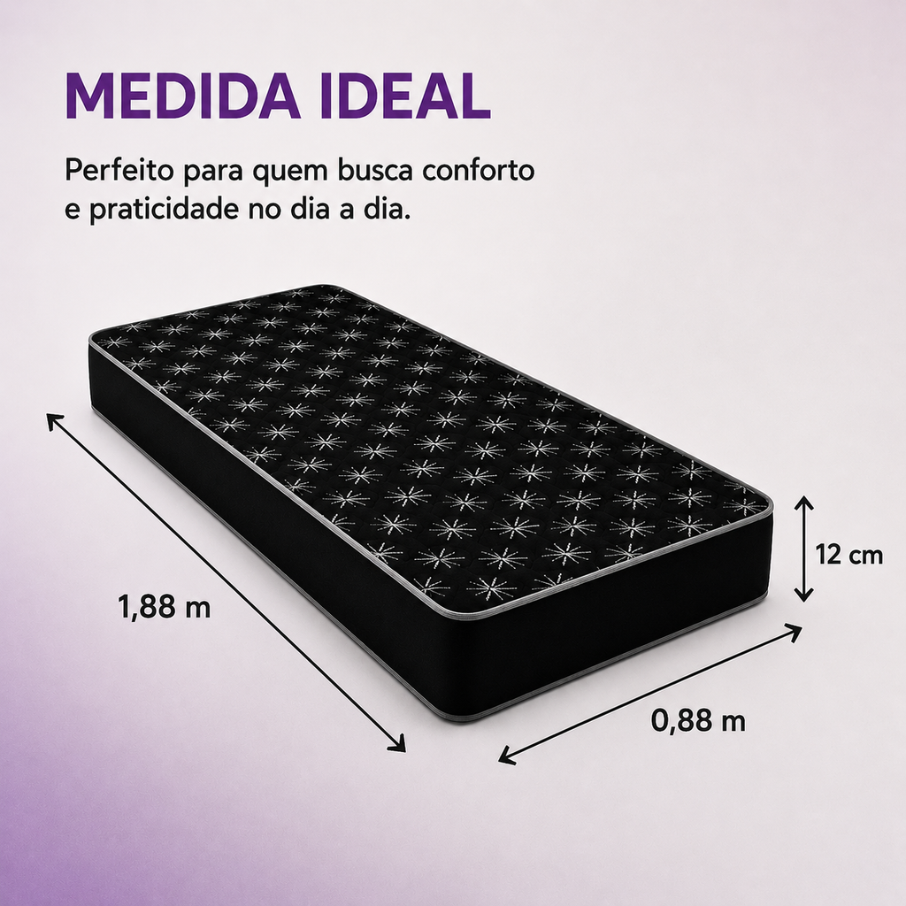 Colchão Solteiro Espuma D33 Jupiter Firme Poliéster 88x188x12cm
