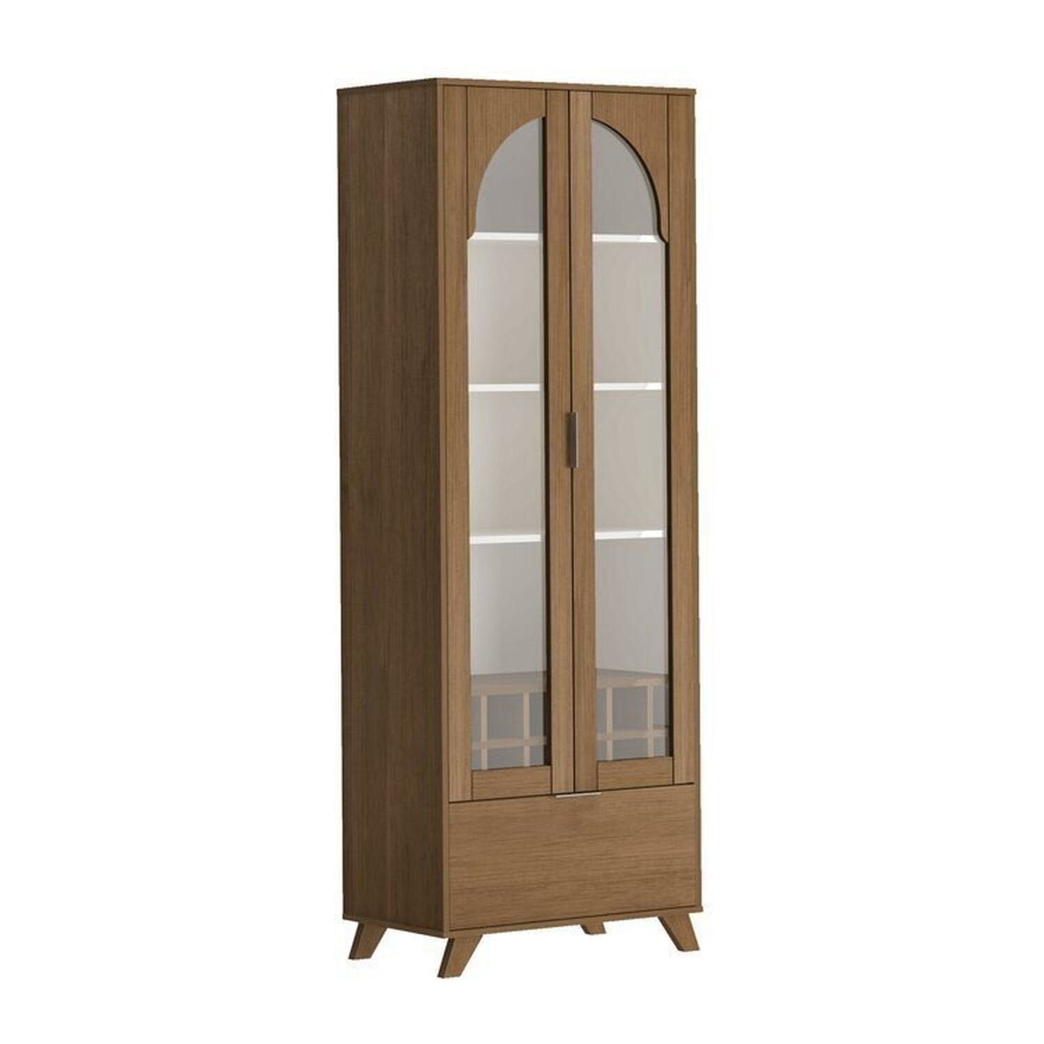 Conjunto Sala de Estar Rack e Cristaleira e Mesa de Centro Murano Marrom Espresso Móveis