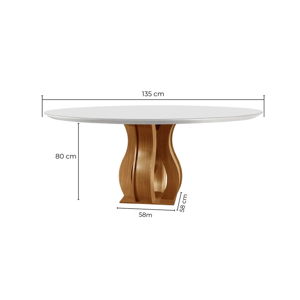Conjunto Sala de Jantar Mesa Redonda com 6 Cadeiras Mônaco Nuance Yescasa Cinamomo/Creme/Off White