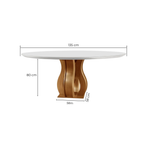 Conjunto Sala de Jantar Mesa Redonda com 6 Cadeiras Mônaco Nuance Yescasa Cinamomo/Creme/Off White