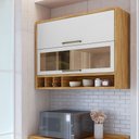 Armário Aéreo 2 Portas 120cm Vicenza Espresso Móveis Cinza/Amêndoa/Chumbo